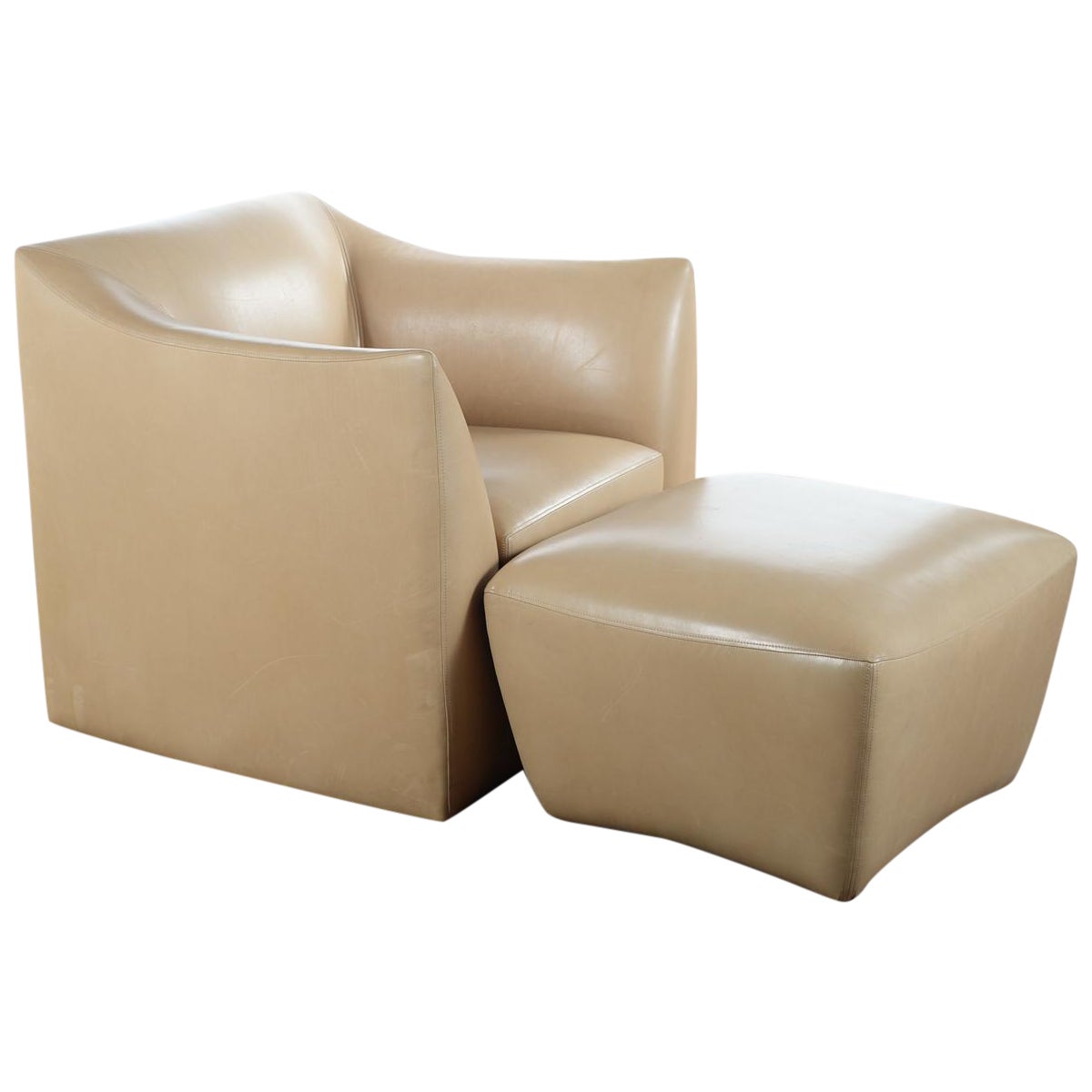 Club Leather Chair With Ottoman Designer Chairish