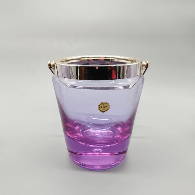 Vintage Crystal Set with Ice Bucket and 4 Glasses from VB Kristall, 1970s, Set of 5 For Sale - Image 3 of 8