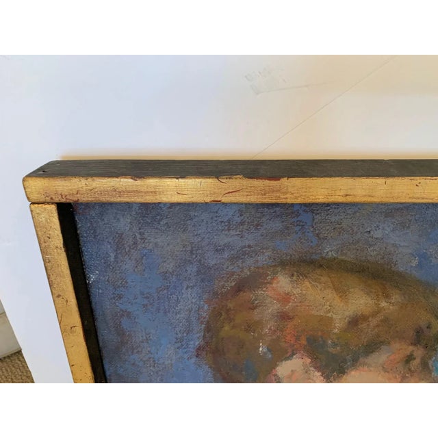 Mid-Century Modern 1960s Painting of Boy Playing a Flute For Sale - Image 3 of 9