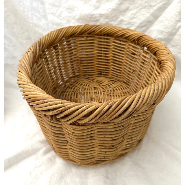 Thick Woven Rattan Oval Basket For Sale - Image 4 of 6