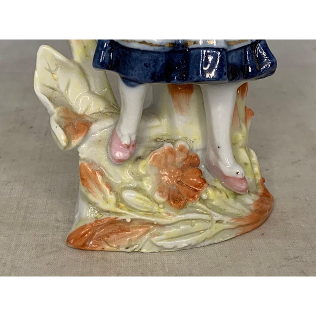 Antique German Bisque Figurine Spill Vase: Victorian Lady with Fan For Sale - Image 4 of 10