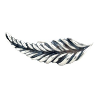 1990s Tiffany & Co Feather Brooch Sterling Silver Estate For Sale
