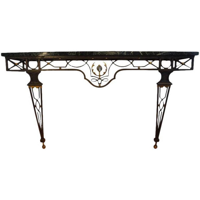 French Neoclassical Gilbert Poillerat Style Wrought Iron Console Table For Sale - Image 10 of 10