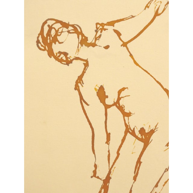 Shabby Chic "Dance Movements" Martha Holden Contemporary Ink on Paper Drawing For Sale - Image 3 of 4