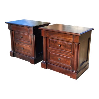 Three-Drawer Mahogany Nightstands by Michaels Furniture Co. For Restoration Hardware--A Pair For Sale