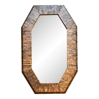 Vintage Boho Harrison Van Horn Split Bamboo Octagon Mirror For Sale