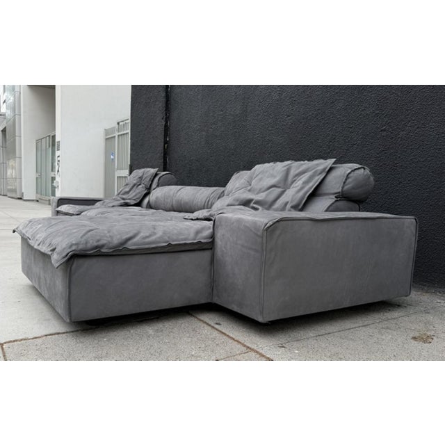 "Miami" Sectional Sofa by Paola Navone for Baxter Upholstered in Gray Leather For Sale - Image 13 of 18