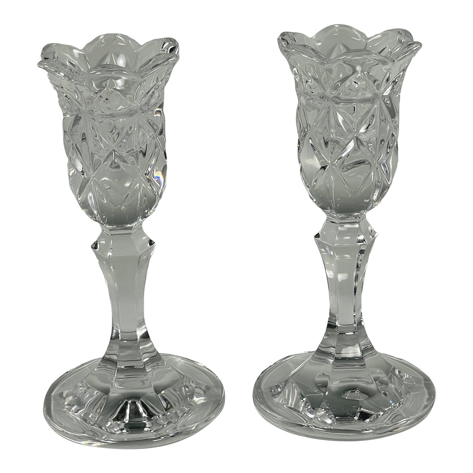 1990s Pair of Waterford Marquis Crystal Candlesticks Chairish