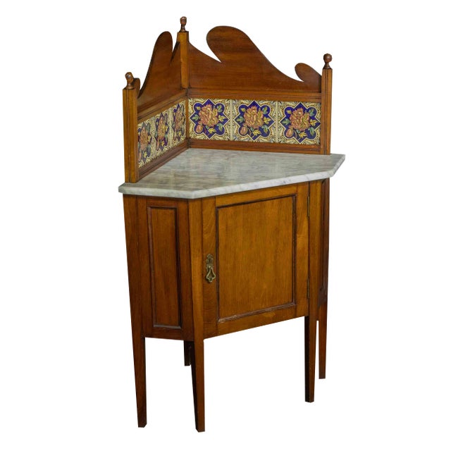 Edwardian Mahogany Corner Washstand For Sale