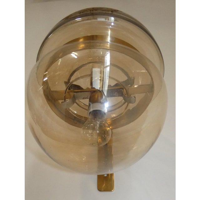 Double-Cap Wall Light in Amber Glass and Brass from Peill & Putzler, Germany, 1960s For Sale - Image 10 of 18