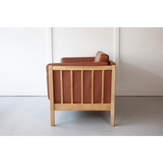 Wood Mid-Century Danish Brown Leather Sofa by Stouby, 1960s For Sale - Image 7 of 7