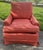 Henredon Henredon Lounge Chair Traditional Skirted Terracotta Fleur De Lis Armchair 90s For Sale - Image 4 of 13