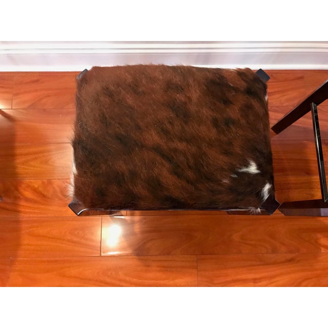 Mid-Century Metal Cow Hide Benches or Ottomans - a Pair For Sale - Image 9 of 12