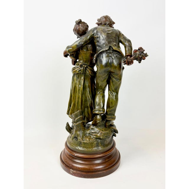 Antique 19th Century French Patinated Bronzed Spelter Jour de Fete Sculpture by L. & F. Moreau For Sale - Image 4 of 17