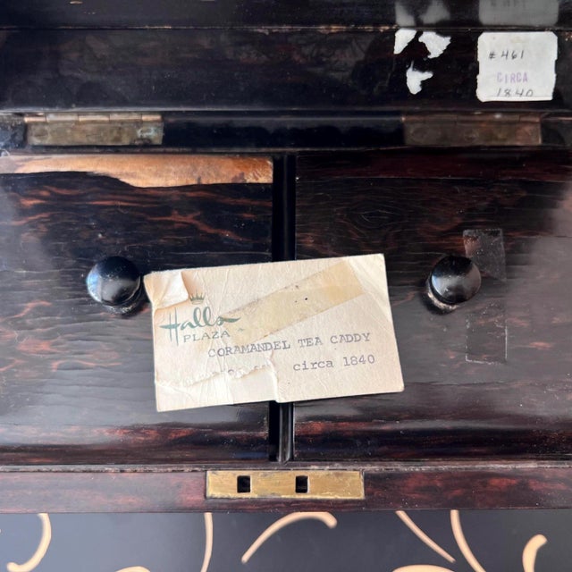 Wood Antique Coromandel Wood Tea Caddy: English Decorative Box (ca 1840) For Sale - Image 7 of 10