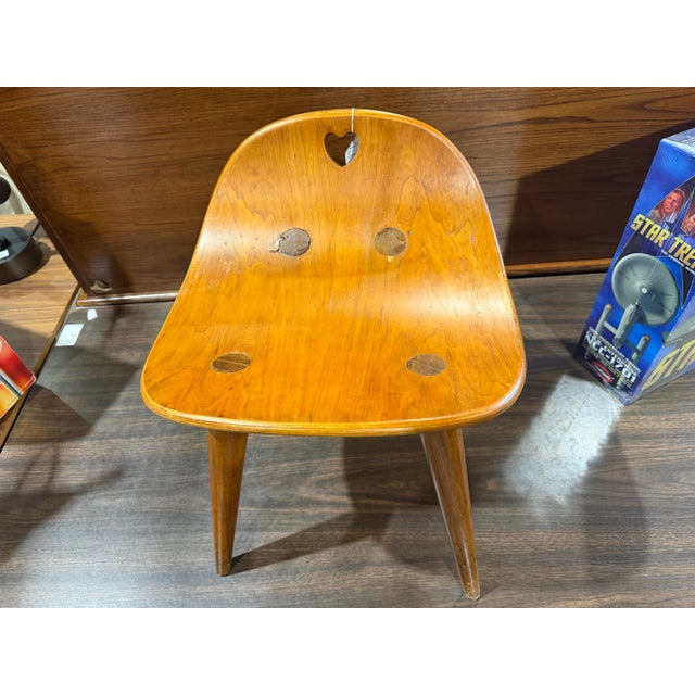 Mid-Century Modern Attributed to Dunbar Heart Stool by Edward Wormley For Sale - Image 3 of 5