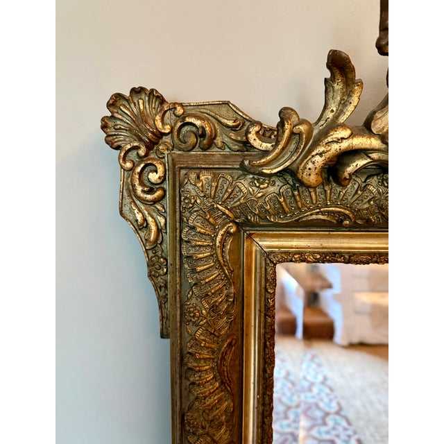 Large Antique French Gilded Mirror with Rococo Detailing For Sale - Image 3 of 18