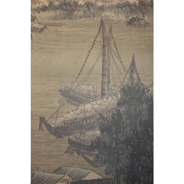 XL "Seascape" by Matsunami Tōsui, Taisho Era Japanese Monochrome Scroll Painting For Sale - Image 12 of 18