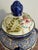 Vintage Chinoiserie 15" Majolica Temple Jar With 4 Blue Lion Handles For Sale - Image 4 of 11