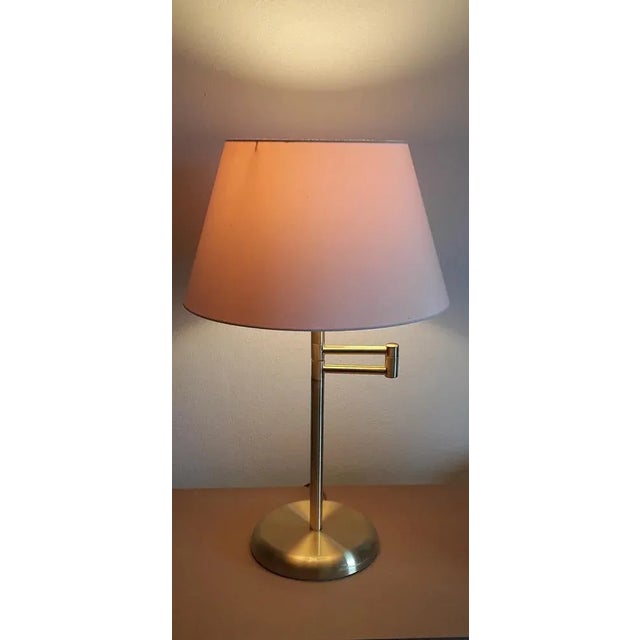 1980s Vintage Cream and Gold Color Adjustable Table Lamp, 1980s For Sale - Image 5 of 6