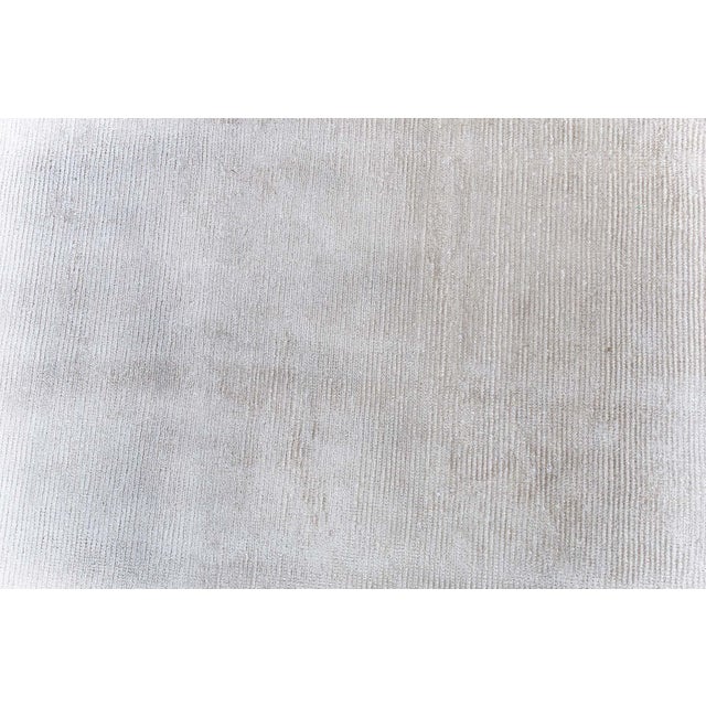 Light Gray Modern Solid Light Gray Handmade Silk Rug "Line Grip" by Doris Leslie Blau For Sale - Image 8 of 9
