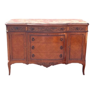 1940s French Satinwood Marble Top Dresser For Sale