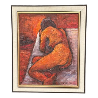 Renzo Ugolini, Nude Reclined Woman, 1950s, Oil Painting on Canvas, Framed For Sale