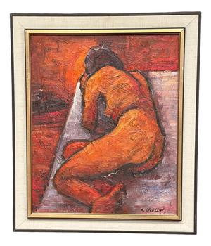 Renzo Ugolini, Nude Reclined Woman, 1950s, Oil Painting on Canvas, Framed