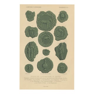 Ferdinand Séré, Seals of the Guilds of Bruges, 1356, 1851, Chromolithograph For Sale