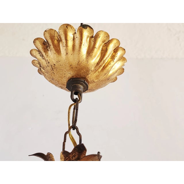 Vintage Italian Gilt Tole Chandelier With Crystal Prisms. For Sale - Image 11 of 11