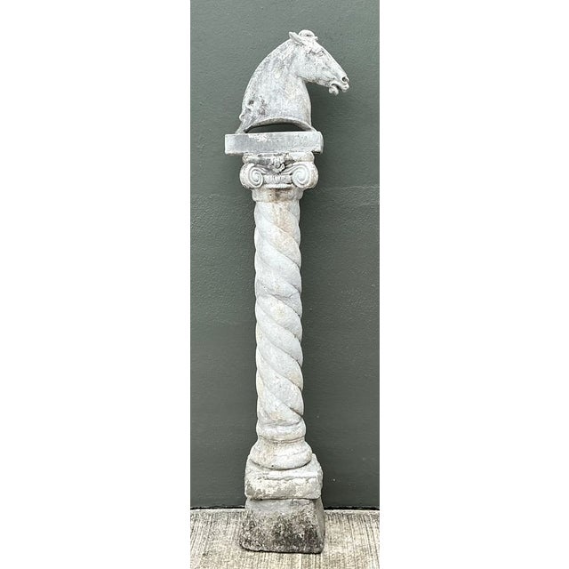 Vintage Stone Horse Sculpture on Column For Sale - Image 9 of 12