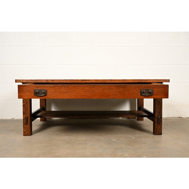 L. & J.G. Stickley, Inc. L. & J. G. Stickley Antique Mission Oak Arts & Crafts Coffee Table, Circa 1910 For Sale - Image 4 of 13