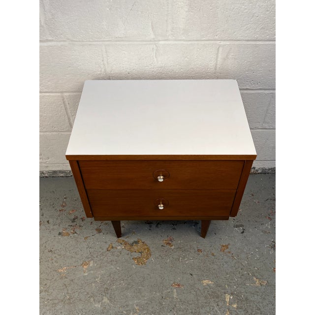 Wood Mid-Century Modern White Top Nightstand For Sale - Image 7 of 11