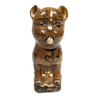 19th Century Ceramic Cat Candle Holder For Sale