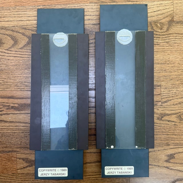 Copper Vintage Art Deco Copper Mirror Wall Panels – Post Modern Geometric Pair For Sale - Image 8 of 15