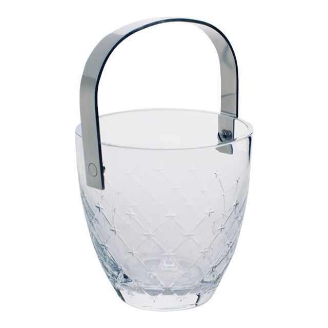 Etched Christian Dior Crystal Ice Bucket Champagne Chiller For Sale