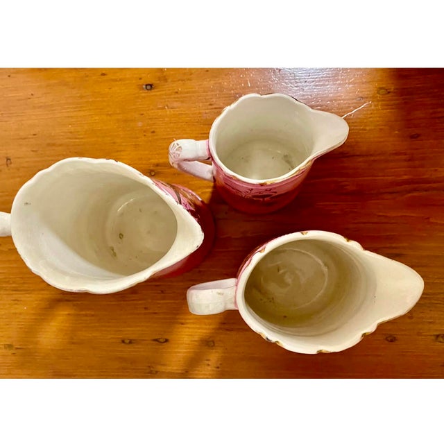 Hand Painted Gilt Bird Pitchers, Set of 3 For Sale - Image 9 of 10