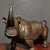 Art Deco Vintage Gilt Accent Bronze Rhinoceros Sculpture, Textured Rhino Statue For Sale - Image 3 of 7
