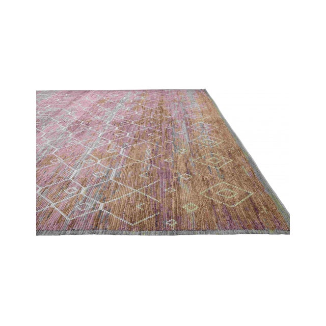 Cream Light Aubergine Modern Wool Rug For Sale - Image 8 of 10