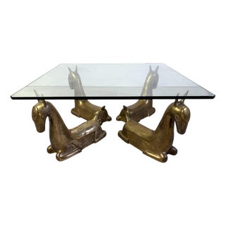 Vintage Brass Foal Coffee Table, 1970 For Sale