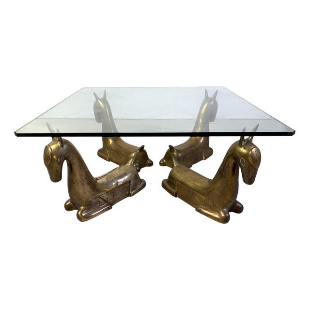 Vintage Brass Foal Coffee Table, 1970 For Sale