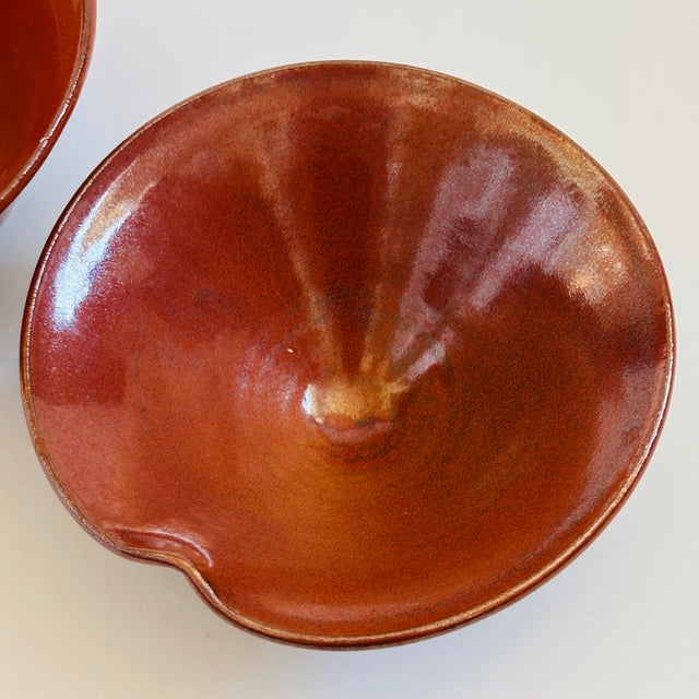 Red Vintage Studio Pottery Nesting Bowls - Set of 2 For Sale - Image 8 of 12