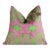 Handmade 16x16 Velvet Pillow – Pink & Green Geometric Design For Sale