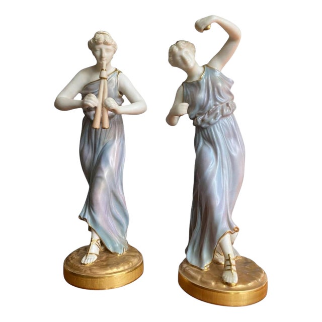 Greek Musicians by James Hadley for Royal Worcester, 1911, Set of 2 For Sale