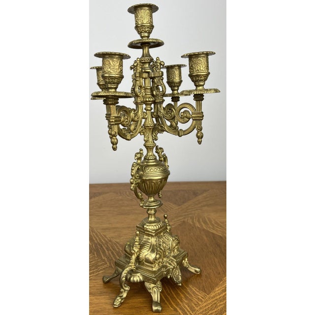 Gold Vintage French Style Ornate Candleholders, Set of 2 For Sale - Image 8 of 16