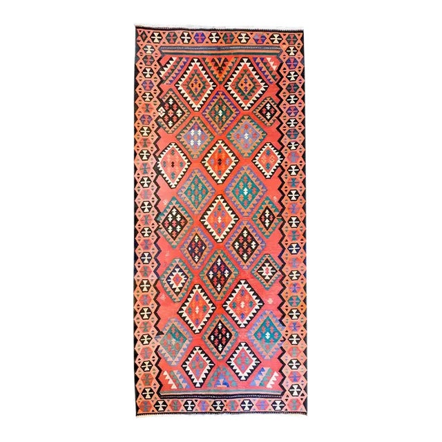 Early 20th Century Qazvin Kilim Runner For Sale