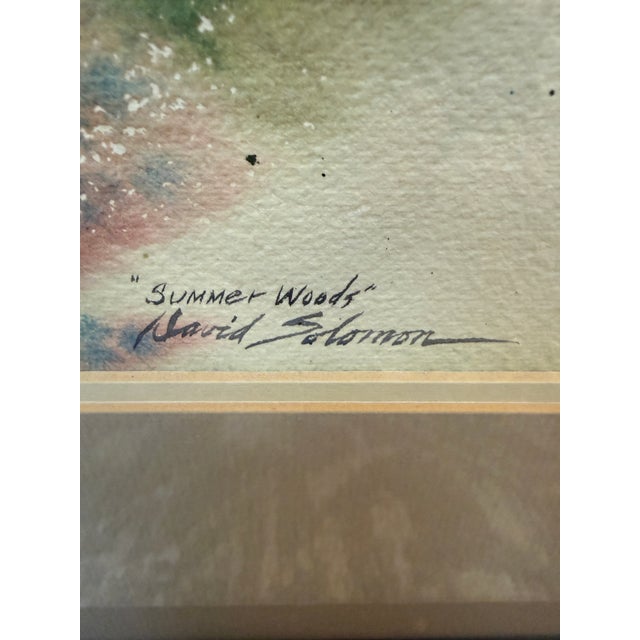 Circa 1972 David Solomon "Summer Woods" Original Watercolor Painting, Framed For Sale - Image 4 of 12
