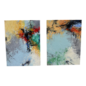 Pair of Abstract Paintings by Lucien, Contemporary Oil Paintings on Canvas