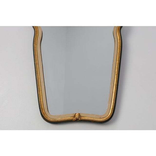 1950s Louis XV Small Green and Cream Gilt Mirror, Italy, 1950s For Sale - Image 5 of 11