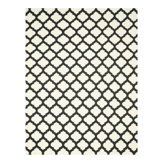 8x10 Maya Moroccan Black Geometric Modern Flatweave Wool Carpet Rug For Sale